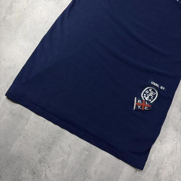 Y2K Navy Polo Ralph Lauren Grunge Embroidered Shirt Dress - Picture 3 of 7